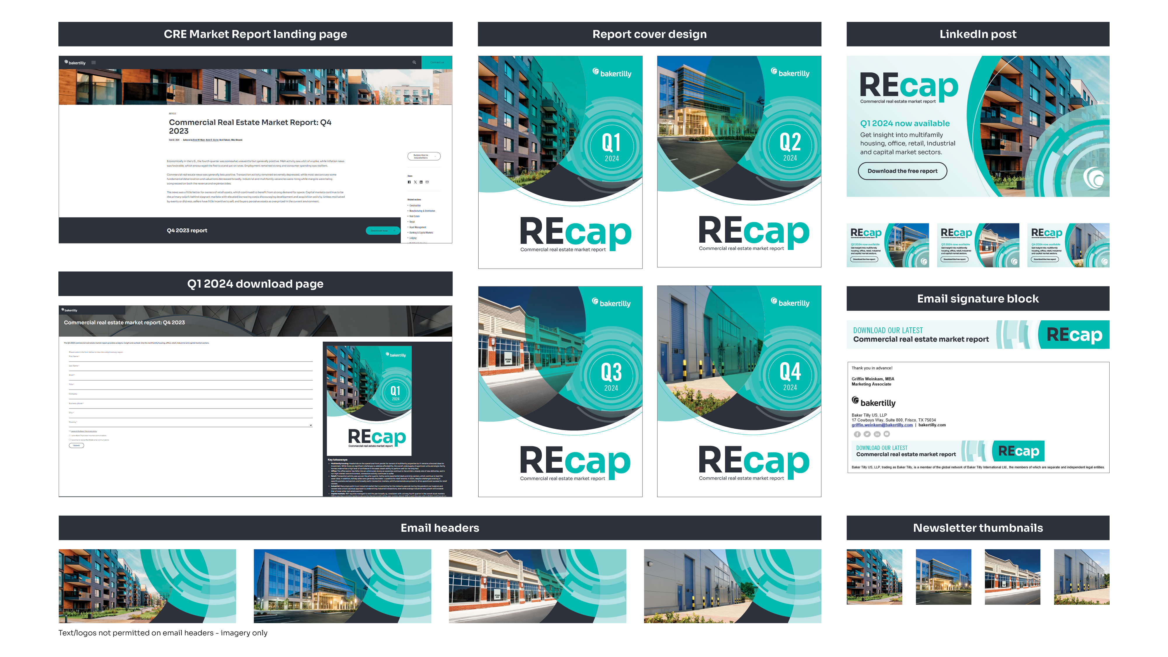 Coordinated REcap report campaign system across report covers, landing pages, social posts, email, and newsletters